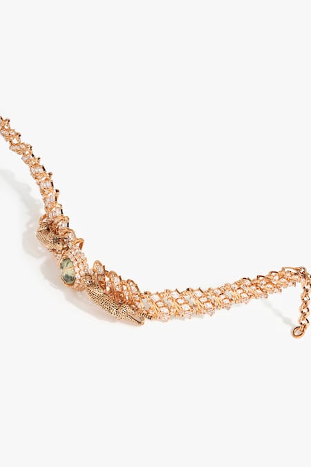 Outhouse_Rose Gold La Leopard Choker _Online_at_Aza_Fashions