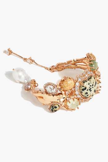 Outhouse_Rose Gold Gemstones, Pearls, Crystals The Wild Empress Handcuff _Online_at_Aza_Fashions