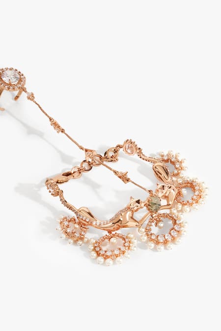 Buy Outhouse Rose Gold Pearls, Crystals, Stones Wild Majestic Hand Harness Online at Aza Fashions Buy_Outhouse_Rose Gold Pearls, Crystals, Stones Wild Majestic Hand Harness _Online_at_Aza_Fashions