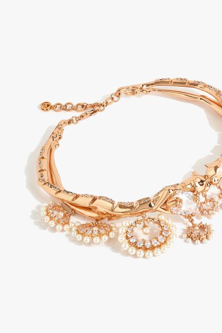 Shop_Outhouse_Rose Gold Wild Majestic Pearl Choker _Online_at_Aza_Fashions