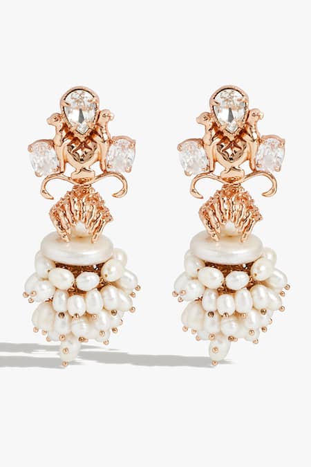 Outhouse Scared Union Pearl Embellished Drop Earrings 