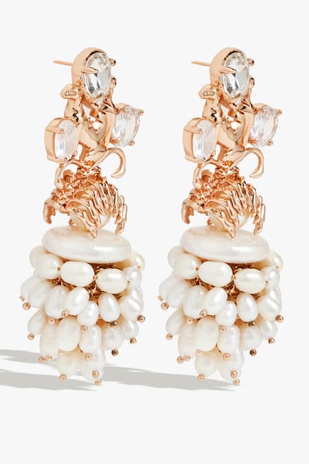 Outhouse Scared Union Pearl Embellished Drop Earrings 
