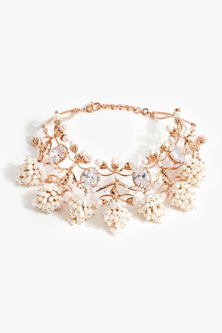 Outhouse Crown Of Pearl Embellished Choker 