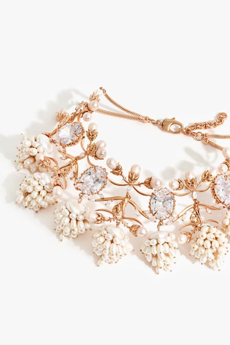 Buy Outhouse Rose Gold Crown Of Pearl Embellished Choker Online at Aza Fashions Buy_Outhouse_Rose Gold Crown Of Pearl Embellished Choker _Online_at_Aza_Fashions