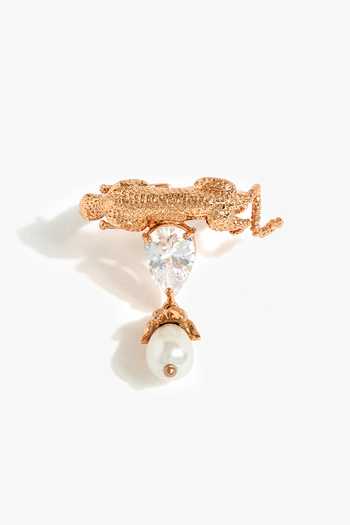 Buy_Outhouse_Rose Gold Crystals, Pearls Leopard Feral Crest Ring _Online_at_Aza_Fashions