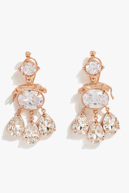 Outhouse Leapord Crystal Embellished Drop Earrings 