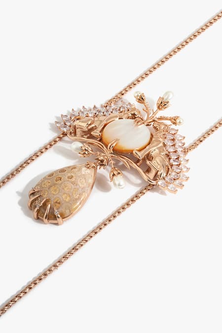 Shop_Outhouse_Rose Gold Wild Divine Coral Necklace _Online_at_Aza_Fashions