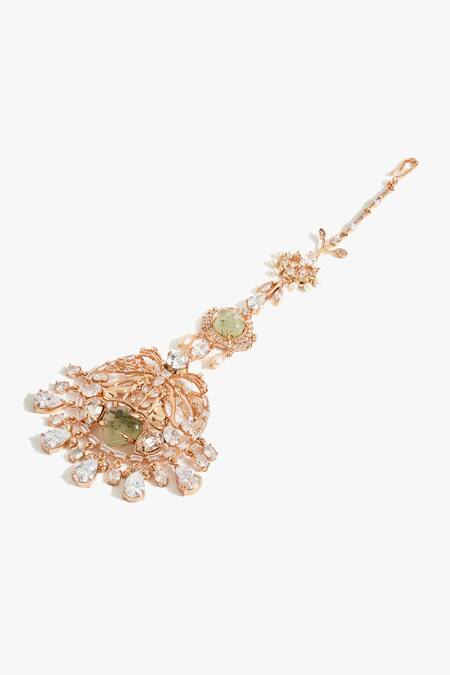 Outhouse Rose Gold La Leopard Maangtikka Online at Aza Fashions Outhouse_Rose Gold La Leopard Maangtikka _Online_at_Aza_Fashions