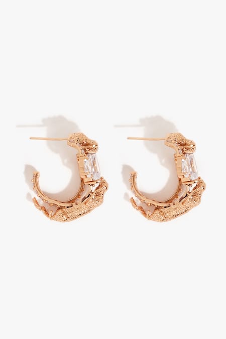 Outhouse Rose Gold Crystals Leopard Halo Hoops Online at Aza Fashions Outhouse_Rose Gold Crystals Leopard Halo Hoops _Online_at_Aza_Fashions