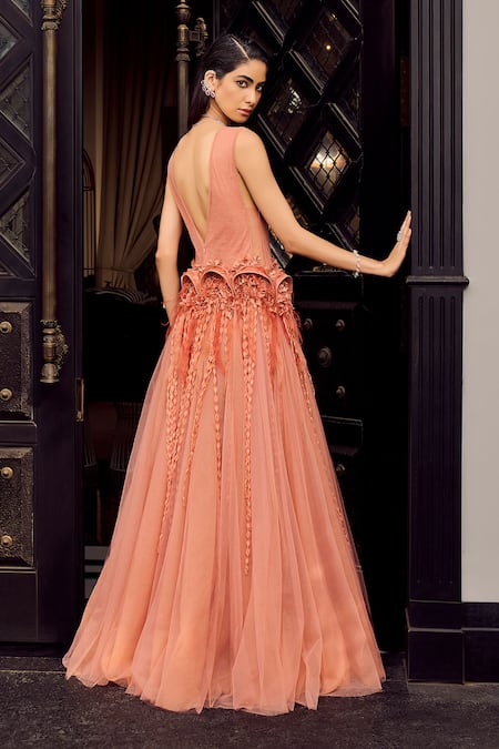Supria Munjal Embellished Crimped Gown 