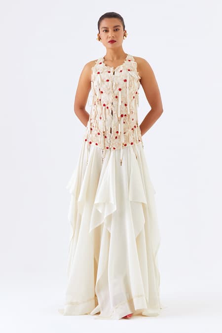 Jajaabor Blossom Cutwork Jacket & Skirt Set 