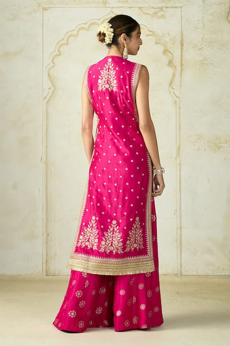 Gopi Vaid Sana Floral Embroidered Jacket Palazzo Set 