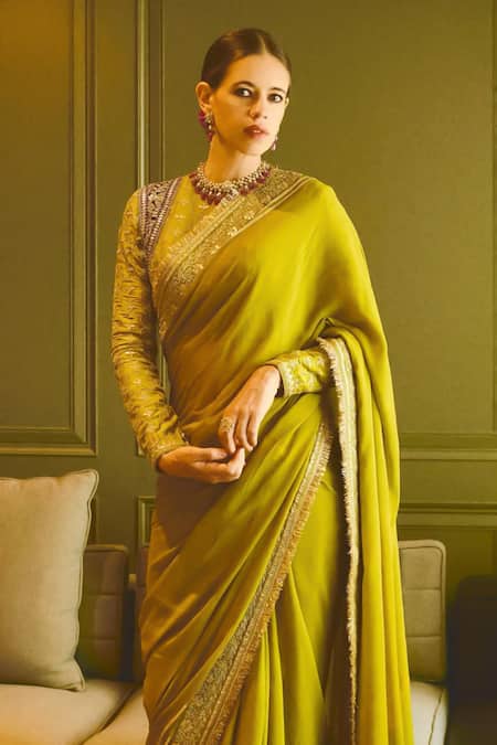 Buy Gopi Vaid Green Chiffon, Tussar Embroidery, Sequins Round Nizaam Work Saree With Blouse Online at Aza Fashions Buy_Gopi Vaid_Green Chiffon, Tussar Embroidery, Sequins Round Nizaam Work Saree With Blouse _Online_at_Aza_Fashions