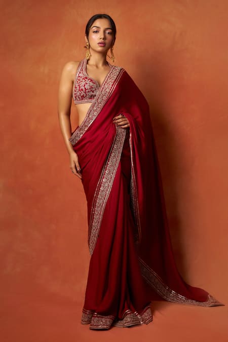 Gopi Vaid Florette Embroidered Saree With Blouse 