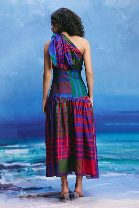 ZiP by Payal & Zinal Dew Draped Knot One Shoulder Dress