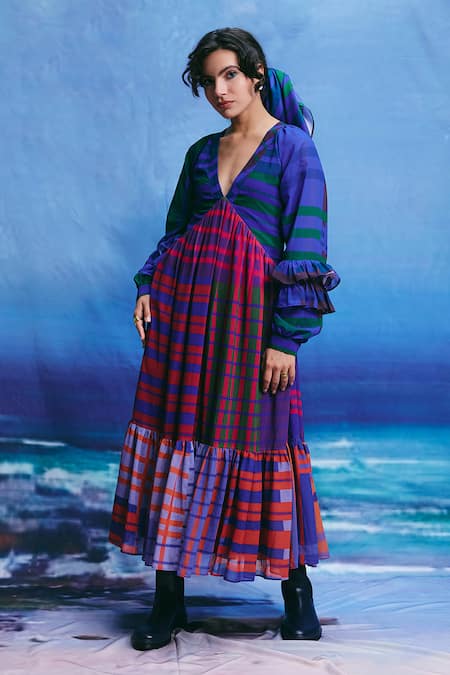 ZiP by Payal & Zinal Azure Checkered Dress 