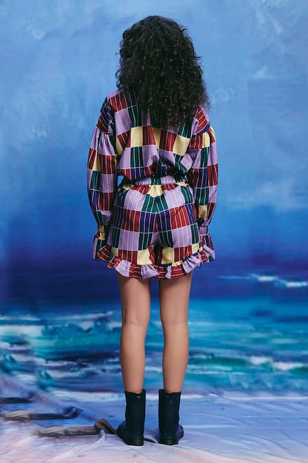 ZiP by Payal & Zinal Coral Checkered Linen Shirt 