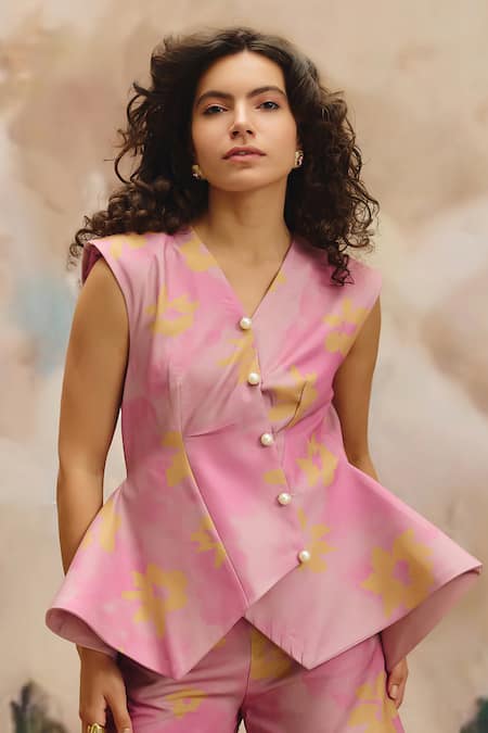 ZiP by Payal & Zinal Mist Floral Peplum Top 