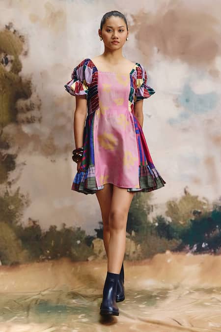 ZiP by Payal & Zinal Bud Mini Puffed Sleeve Dress 