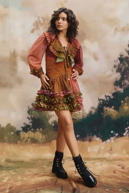 ZiP by Payal & Zinal Sundusk Layered Ruffle Mini Dress 