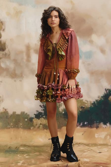 ZiP by Payal & Zinal Sundusk Layered Ruffle Mini Dress 