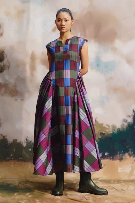 ZiP by Payal & Zinal Savanna Checkered Linen Dress 