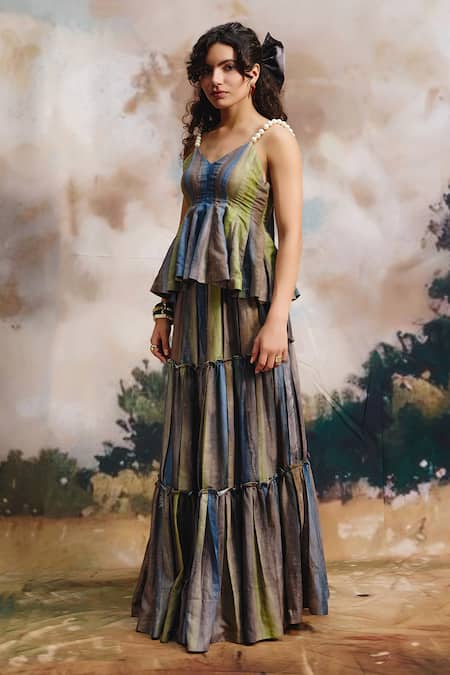 ZiP by Payal & Zinal Serene Striped Tiered Skirt 