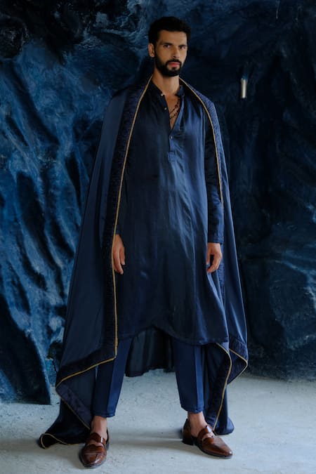 Jatin Malik Charcoal Blue Kurta Set 