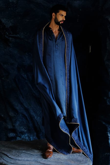 Jatin Malik Charcoal Blue Kurta Set 