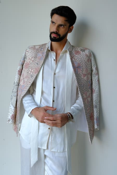 Jatin Malik Blush Pink Divine Short Jacket & Kurta Set 