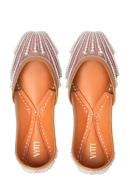House Of Vitti India Pearl & Sequin Embellished Juttis 