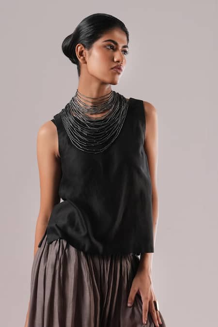 Urvashi Kaur Kiri Chanderi Silk Tank Top 