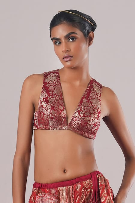 Urvashi Kaur Athena Brocade Silk Zari Woven Bralette 