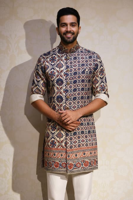 Char Chaand Indigo Ajrakh Mosaic Kurta 