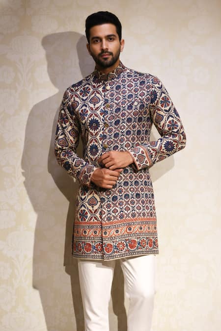 Char Chaand Indigo Ajrakh Mosaic Kurta 