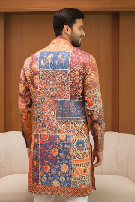Char Chaand Sunset Patchwork Heritage Kurta 