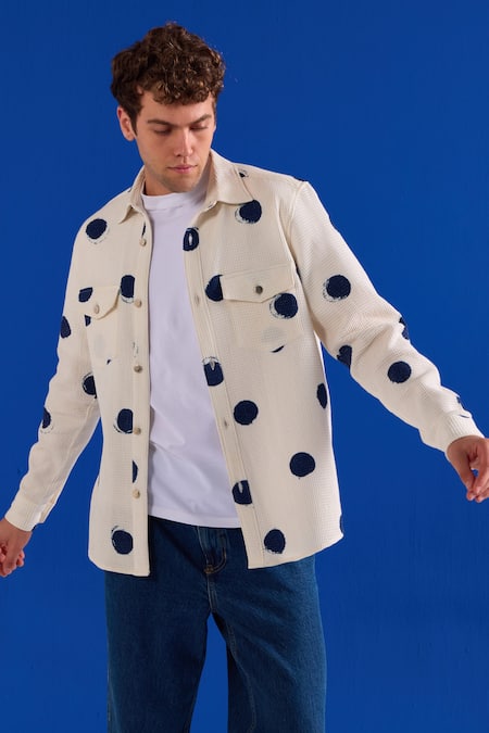 Zazu Polka Dot Waffle Overshirt 