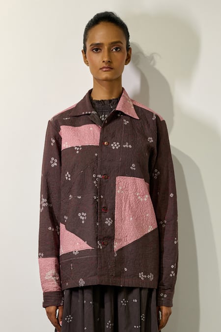 Buy_Doodlage_Grey Cotton Embroidery Collared Nordic Organic Jacket _Online_at_Aza_Fashions