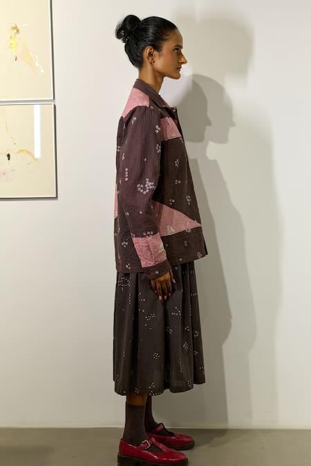 Shop_Doodlage_Grey Cotton Embroidery Collared Nordic Organic Jacket _Online_at_Aza_Fashions