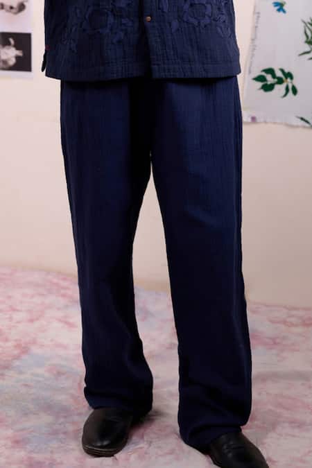 Doodlage Blue Cotton Regen Navy Pant Online at Aza Fashions Doodlage_Blue Cotton Regen Navy Pant _Online_at_Aza_Fashions