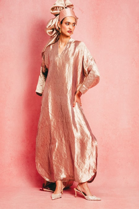 Ekaya Banaras Banarasi Emboss Tissue Silk Kaftan 