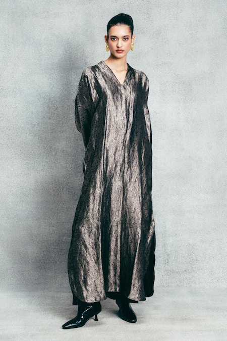 Ekaya Banaras Handwoven Banarasi Emboss Kaftan 