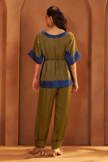 Savaaya Textured Silk Blend Top & Pant Set 