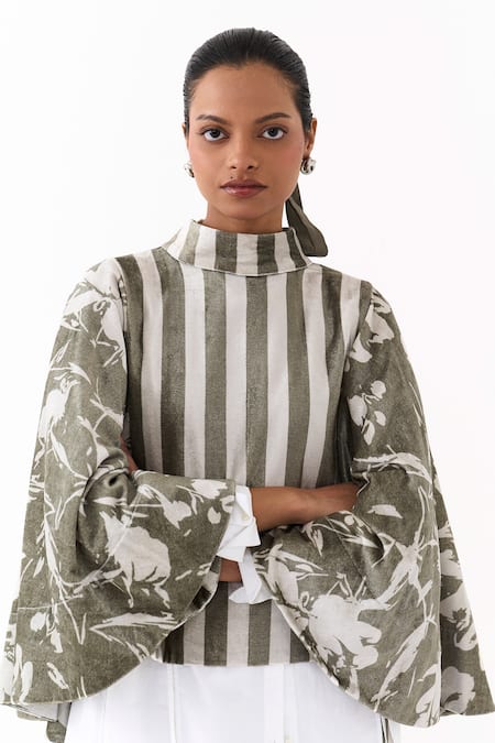 Three Floral & Stripe Print Jacket