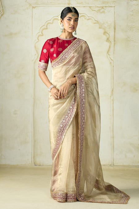 Gopi Vaid Tissue Organza Saree & Tussar Blouse 