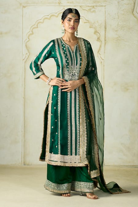 Gopi Vaid Embroidered Kurta Palazzo Set 