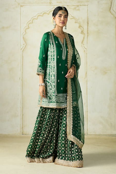 Gopi Vaid Embroidered Kurta & Sharara Set With Dupatta 