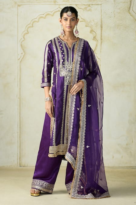 Gopi Vaid Embroidered Kurta Palazzo Set 