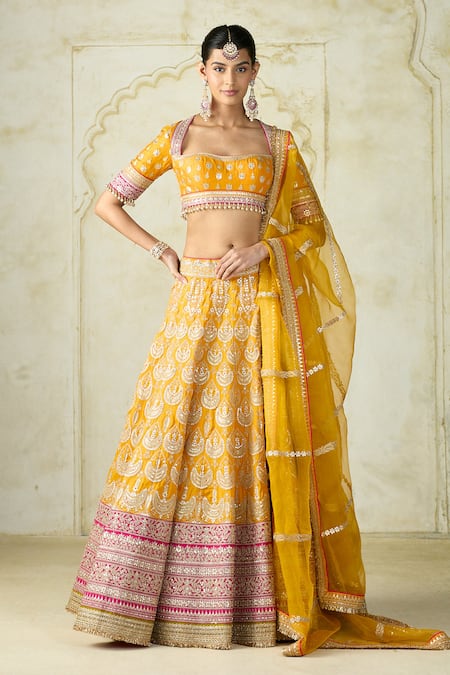 Gopi Vaid Embroidered Tussar Lehenga Set 