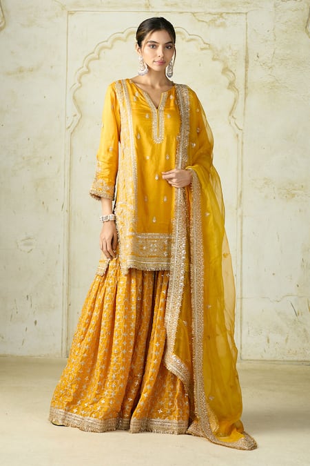 Gopi Vaid Embroidered Kurta Sharara & Dupatta Set 